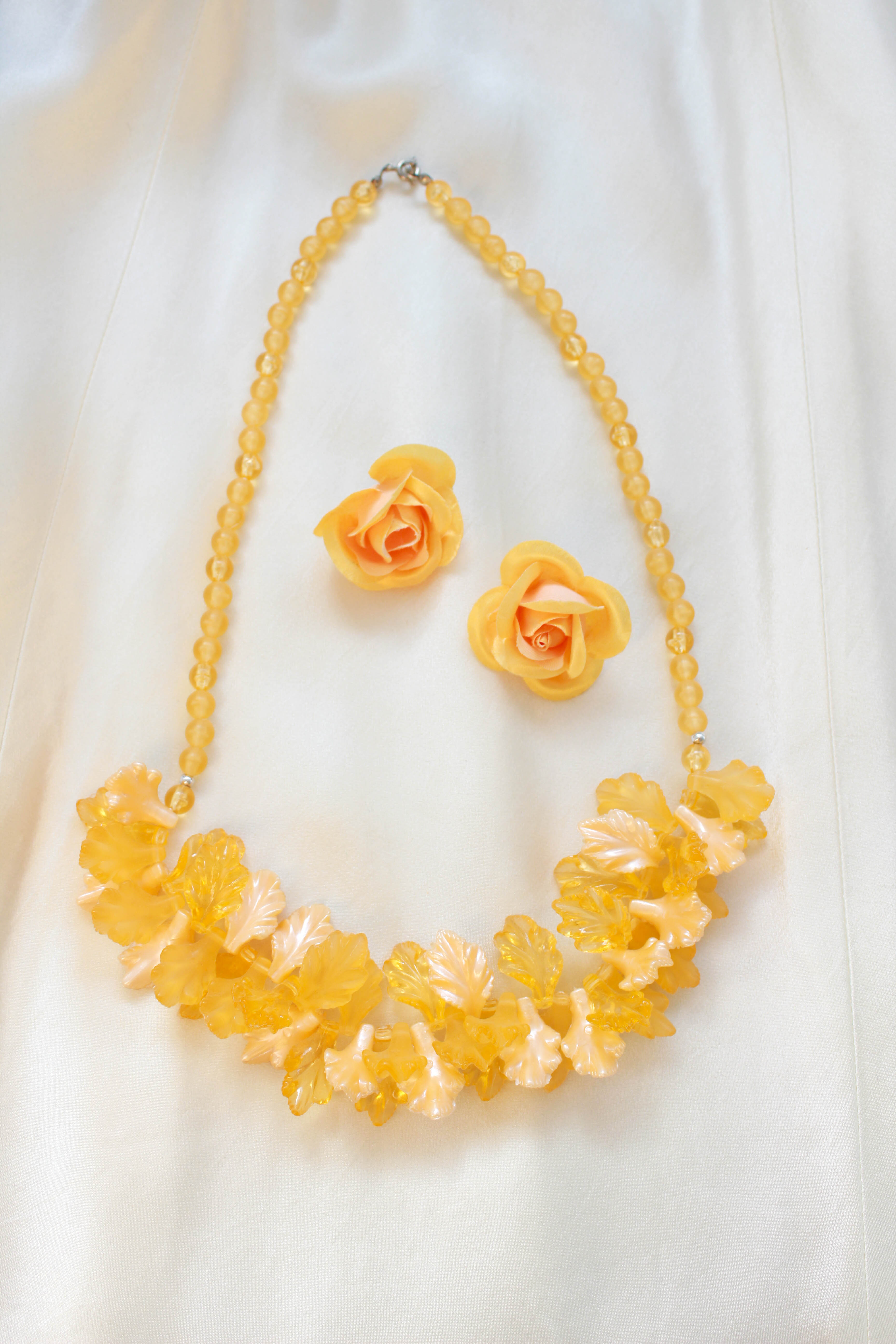 1980s Orange Rose Earrings