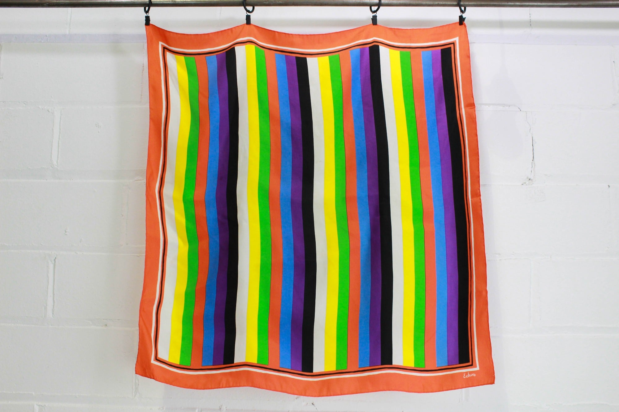 1970s Striped Silk Scarf, Bold Colours