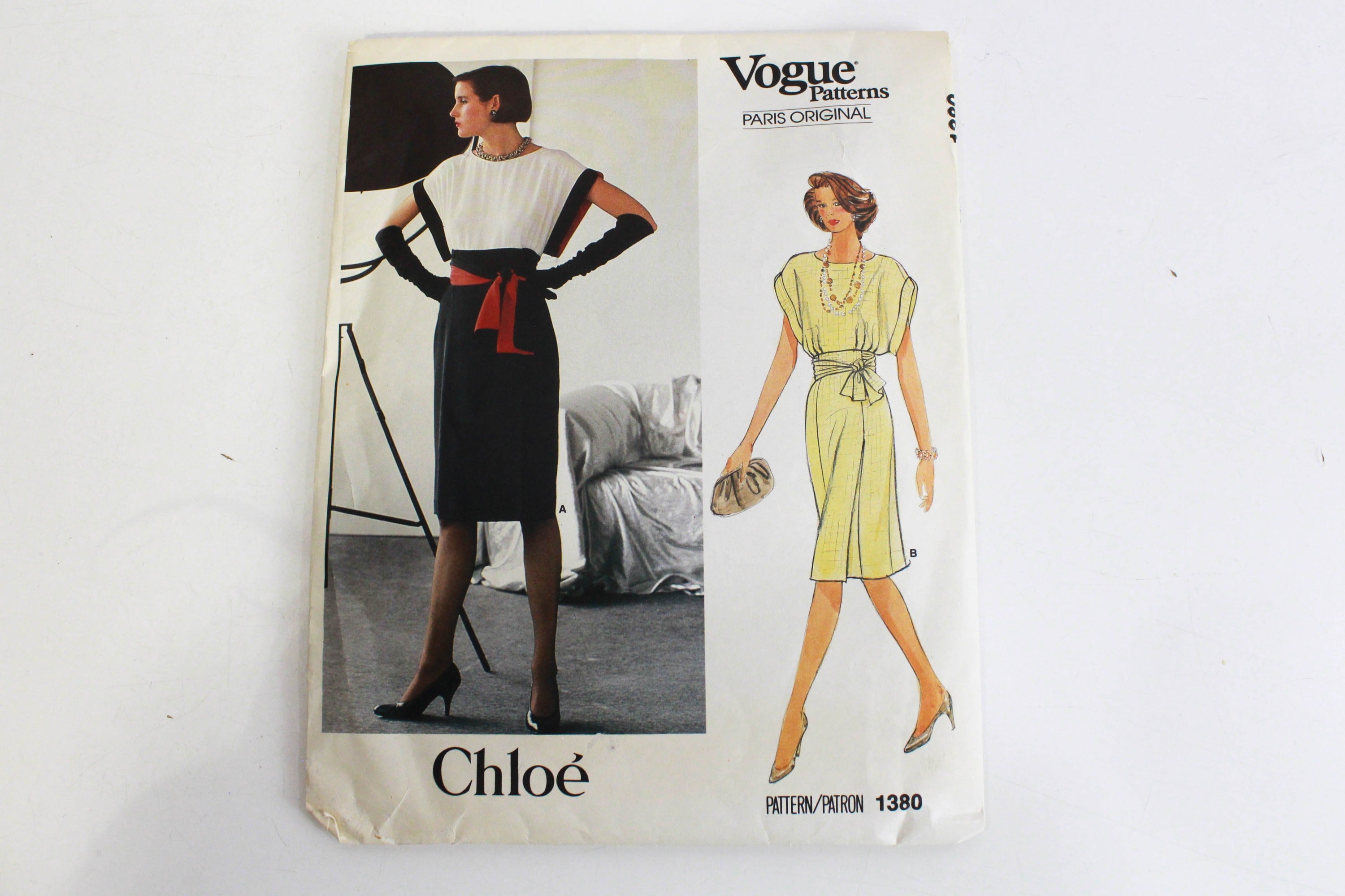 1980s Vogue Paris Original Sewing Pattern 1380 by Chloe, Dress Pattern