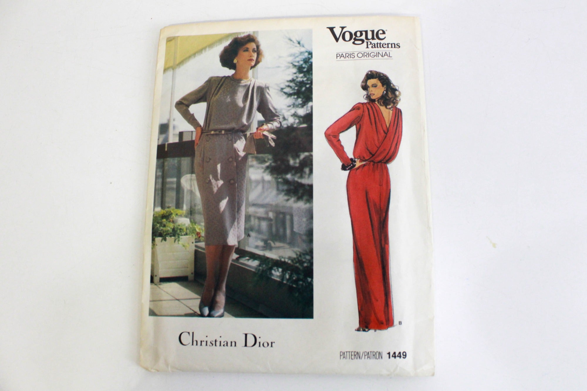 1980s Vogue Paris Original 1449 Christian Dior, Women's Dress Sewing Pattern