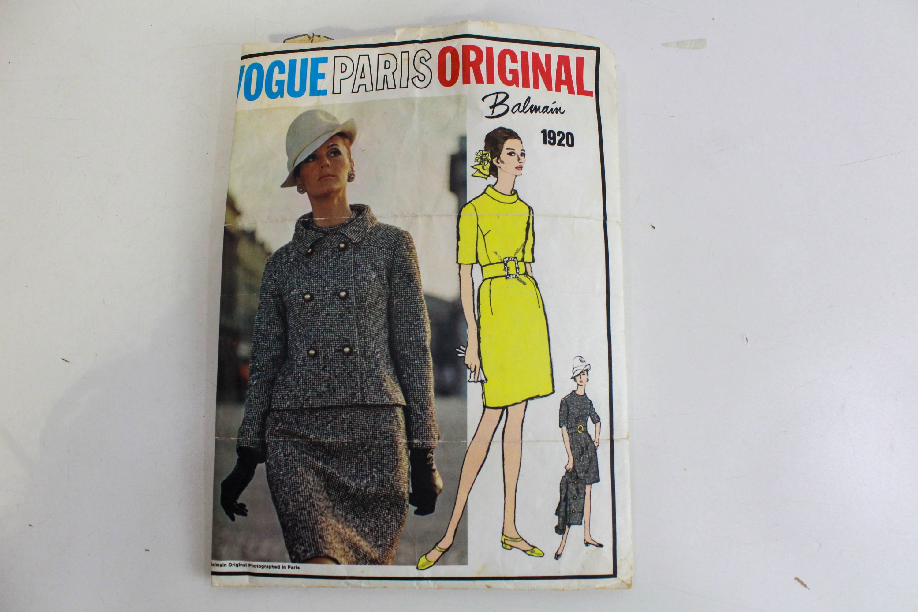 1960s Vogue Paris Original Pierre Balmain 1920 Sewing Pattern, Dress and Jacket Set