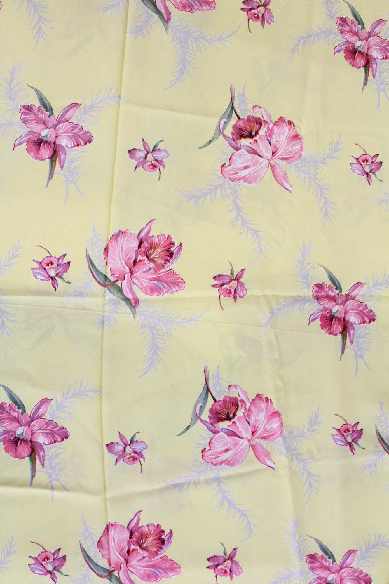 1940s Yellow Floral Print Rayon Fabric, 4 Yards