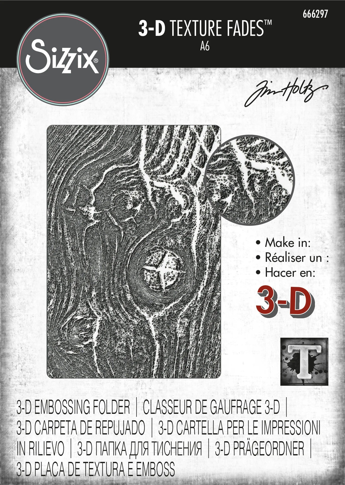 Sizzix - Tim Holtz - Texture Fades Embossing Folder - Woodgrain
