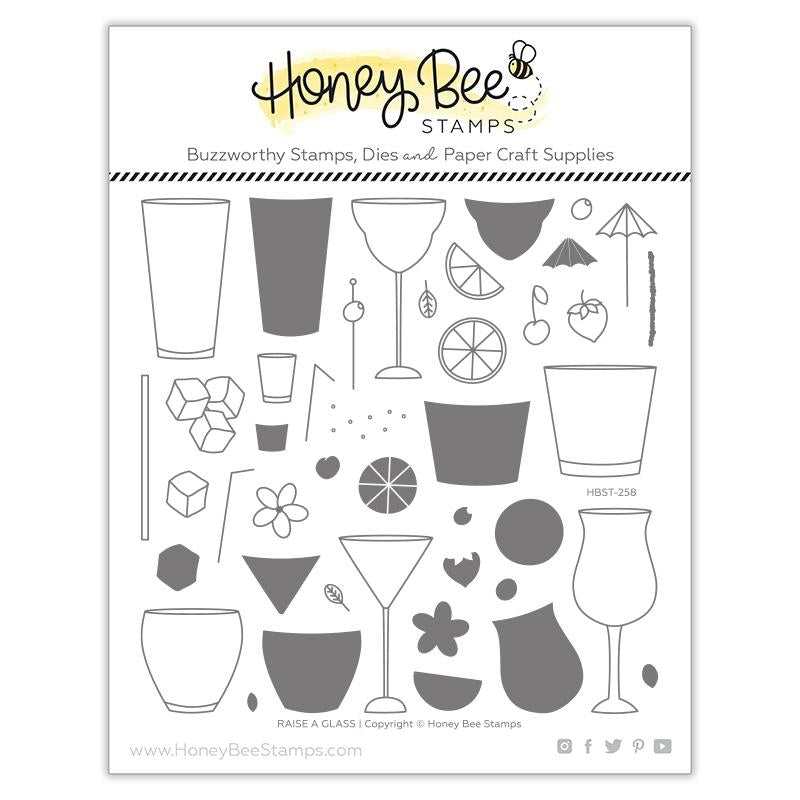 Honey Bee Stamps - Raise A Glass - Stamp Set, Die Set and Stencil Bundle