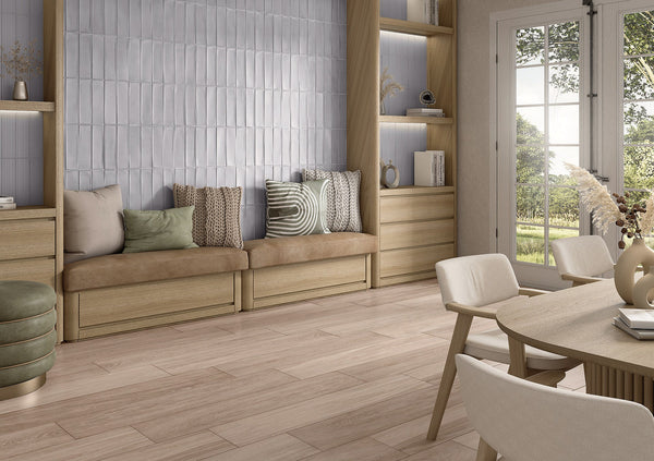 Wood Look Tile living room after Bathroom Remodeling Miami