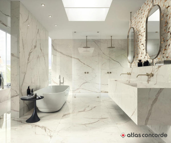 bathroom with porcelain atlas tiles after Bathroom Remodeling Miami