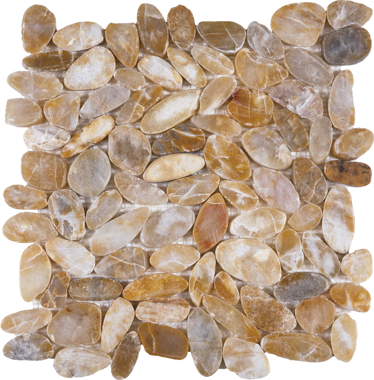 Beige Sliced Polished Pebble Interlocking
