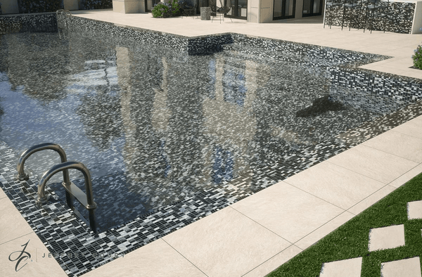 pool made with Jeffrey Court pool tiles