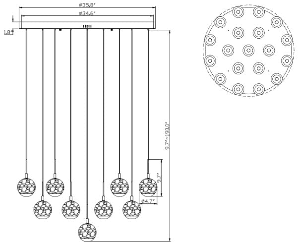 Baveno Multilight Round Chandelier: Large