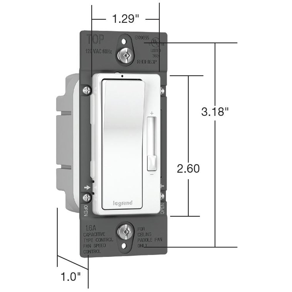 Radiant Single Pole/3 Way Fan Speed Control by Legrand Radiant