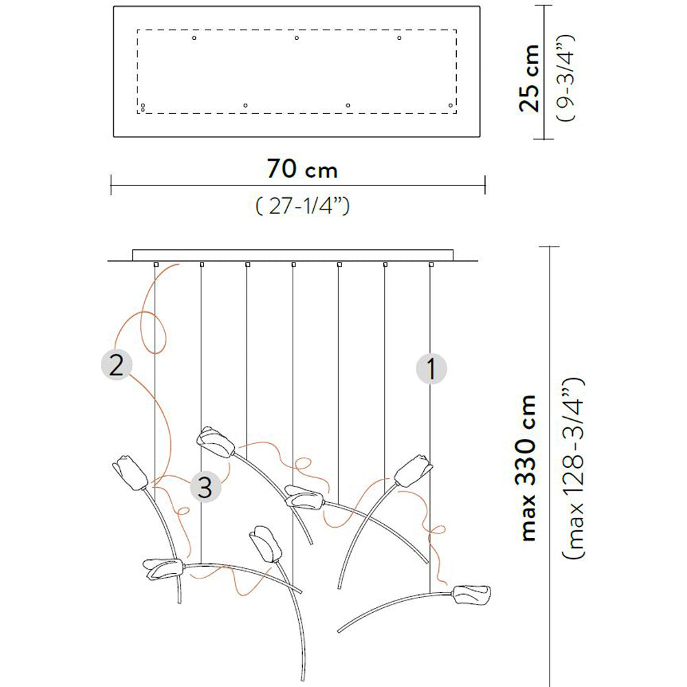 7 Light Tulip Linear Suspension by Slamp