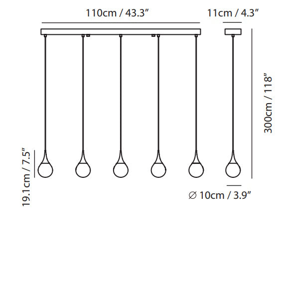 Paopao Linear Pendant: 5 Light