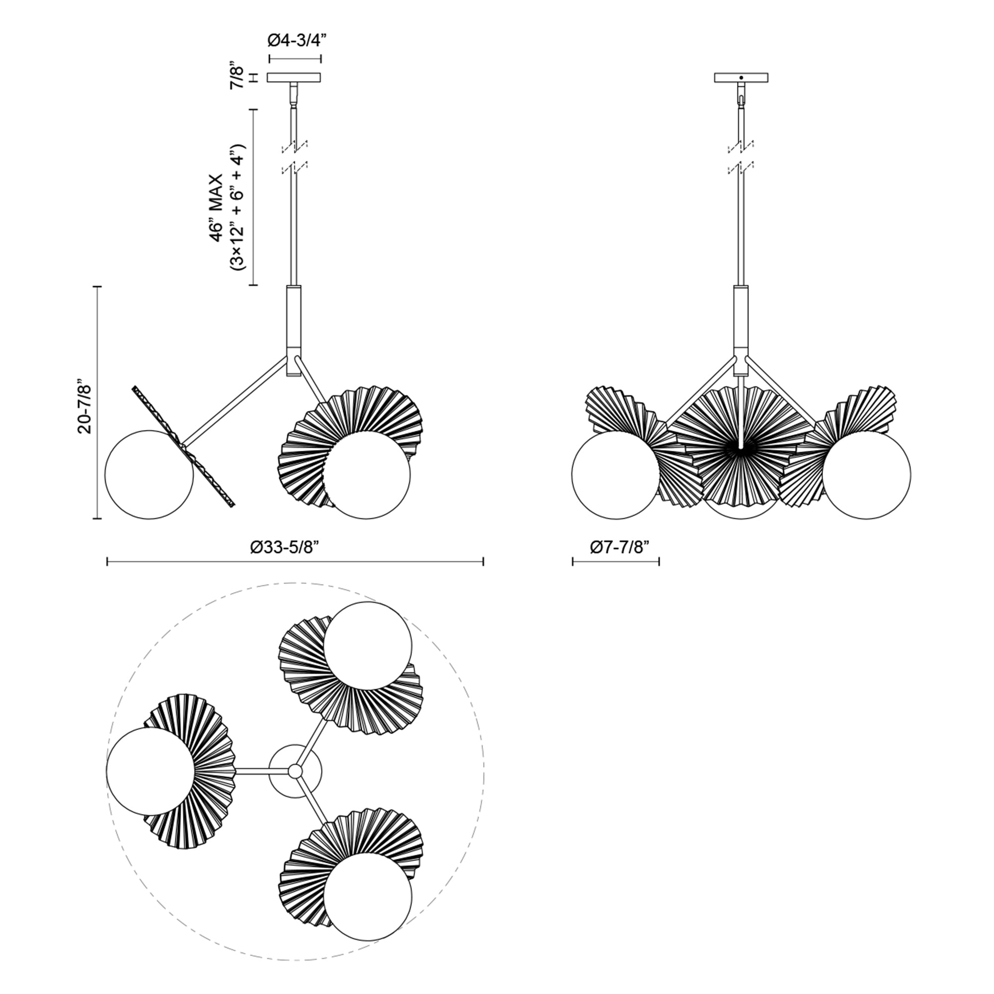 Plume Chandelier Specifications - Large