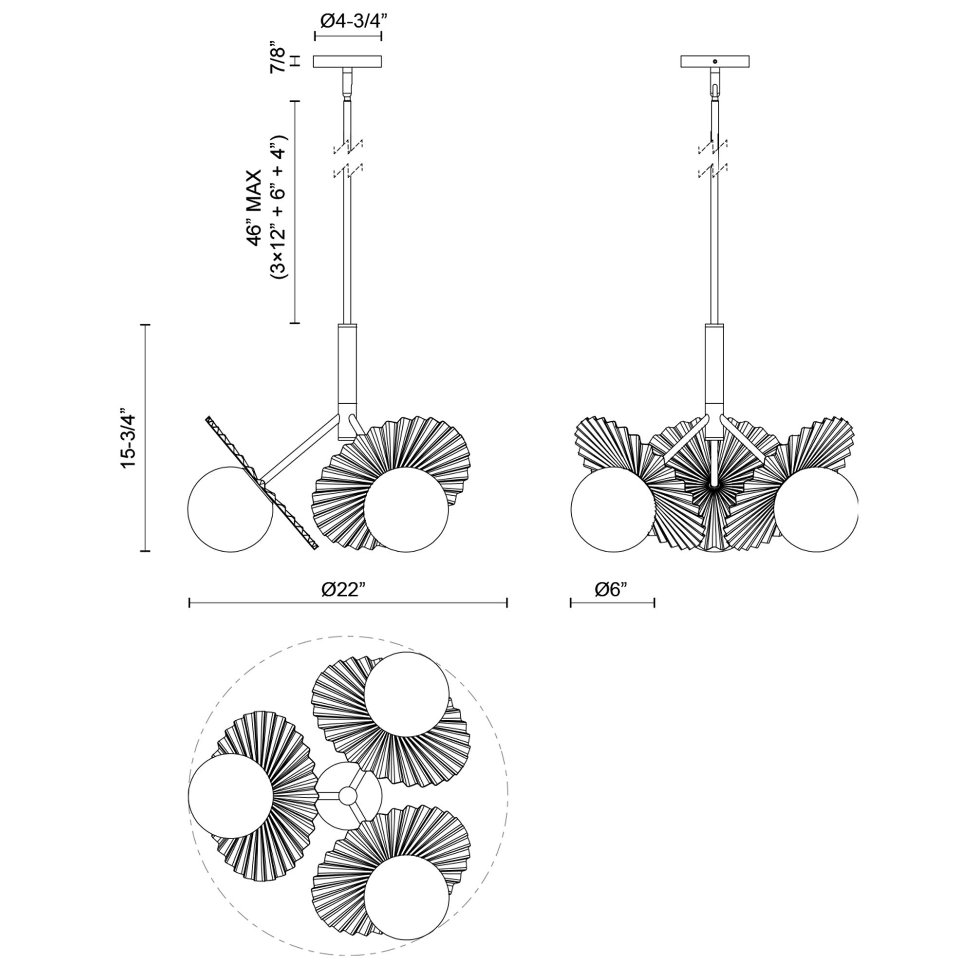 Plume Chandelier Specifications - Small