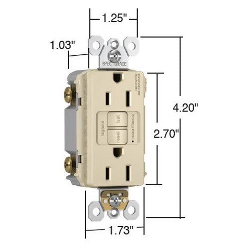 Spec Grade 20A Tamper Resistant Self Test GFCI Receptacle