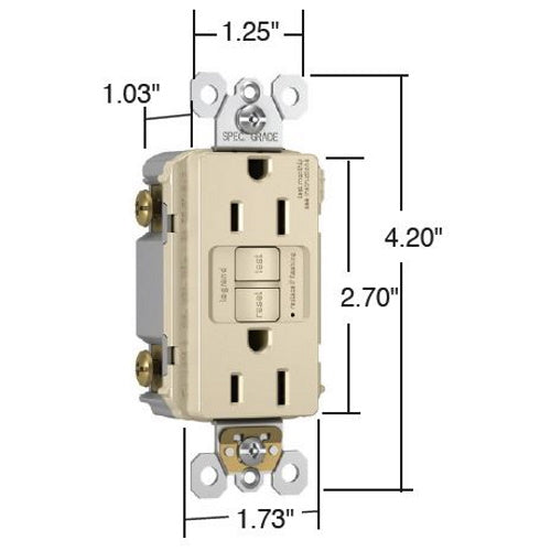 Radiant Spec Grade 20A Weather Resistant Self Test GFCI Receptacle