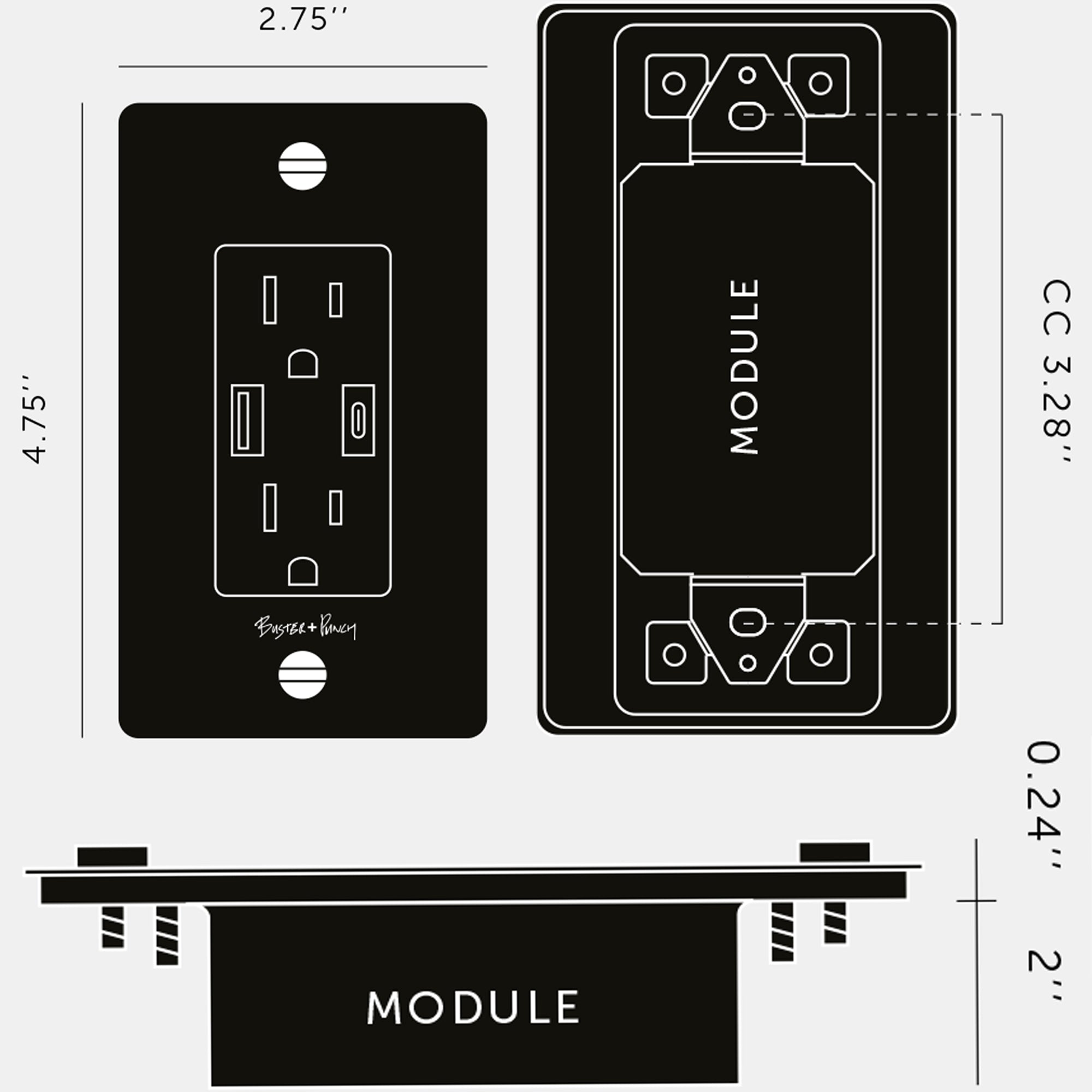 Specification Banner 1G Combination Duplex Outlet and USB A + C Charger