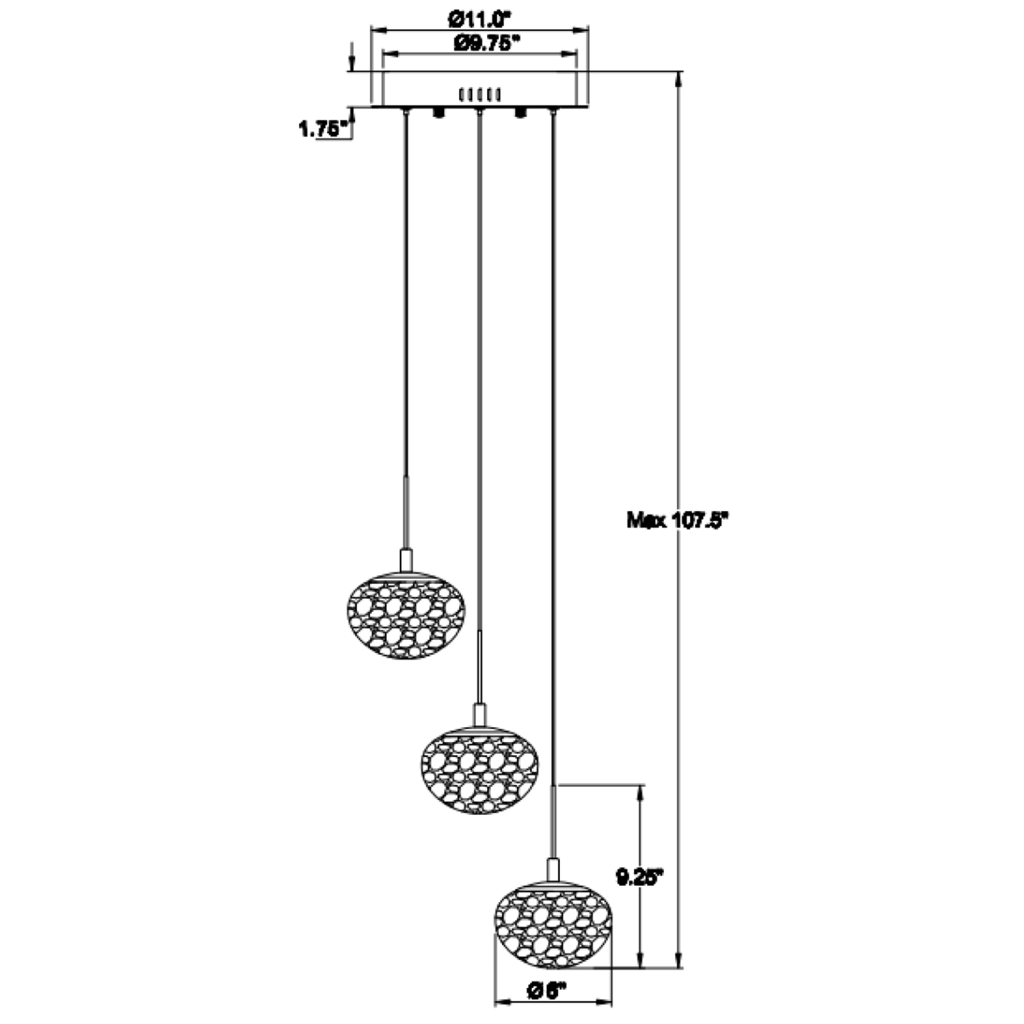 Specification Banner Calcolo 3 Light Chandelier