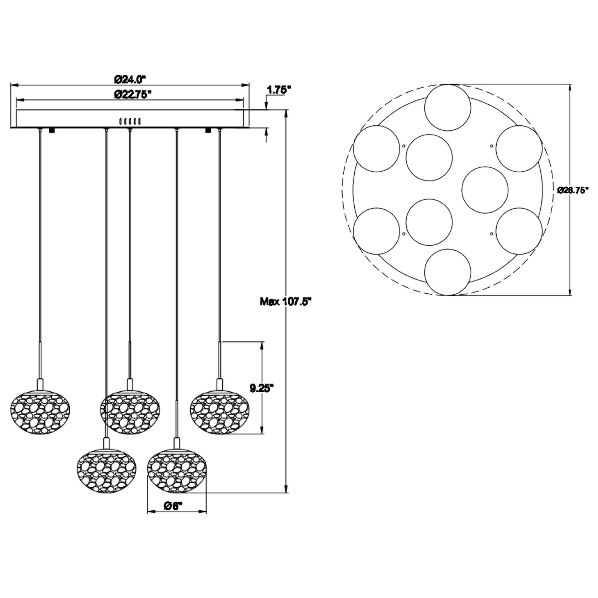 Specification Banner - 9 Lights - Calcolo Multi Light Chandelier