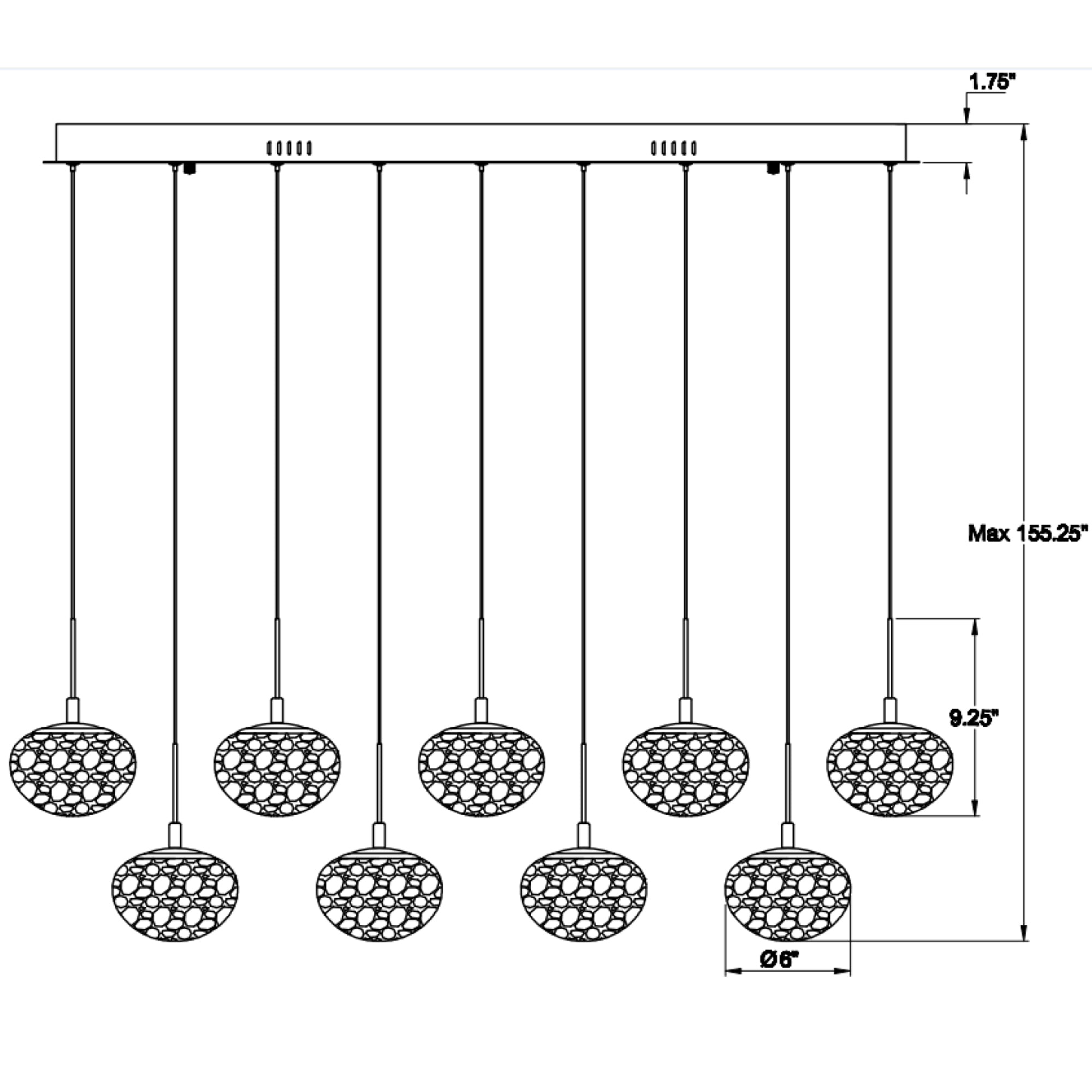 Specification Banner - 14 Lights - Calcolo Rectangular LED Chandelier