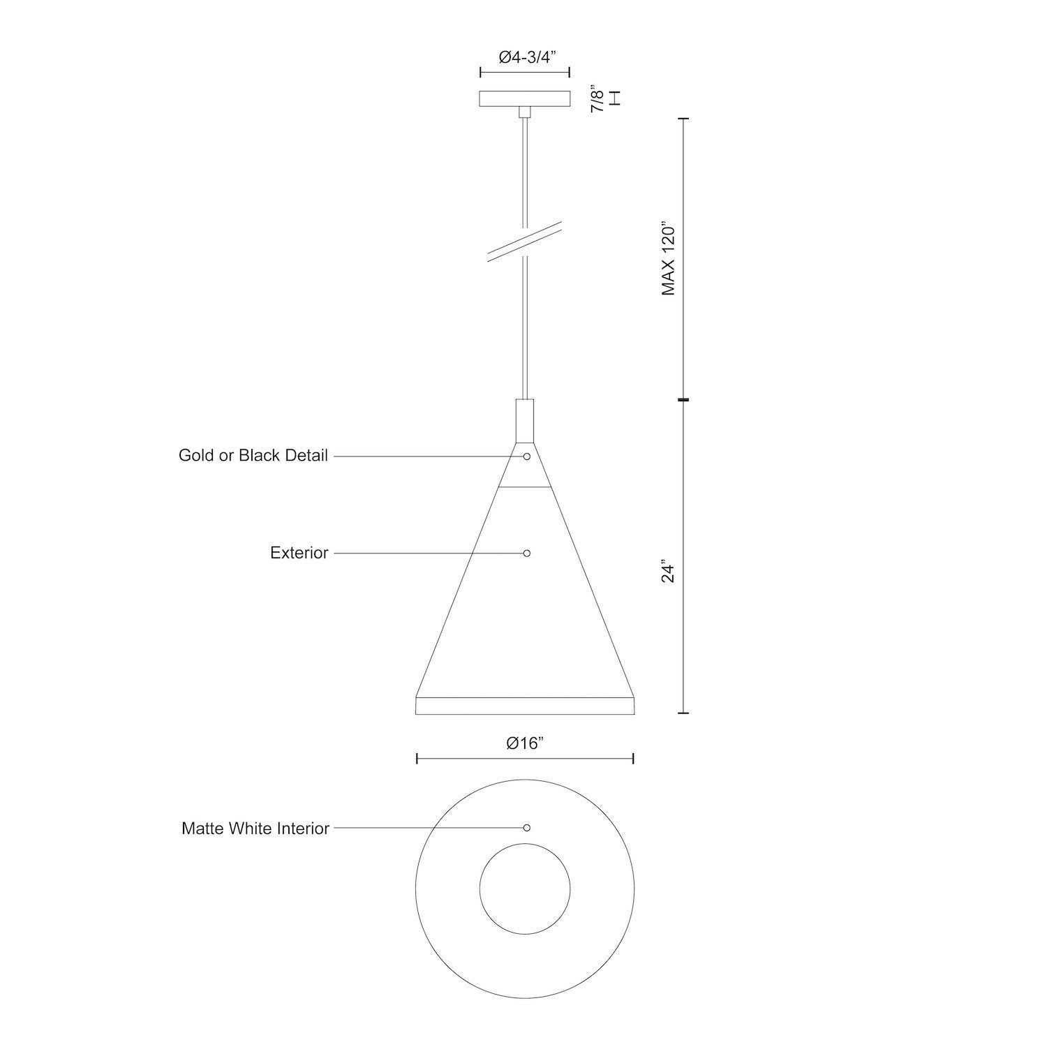 Dorothy Tall Pendant Light Specification Banner - Medium