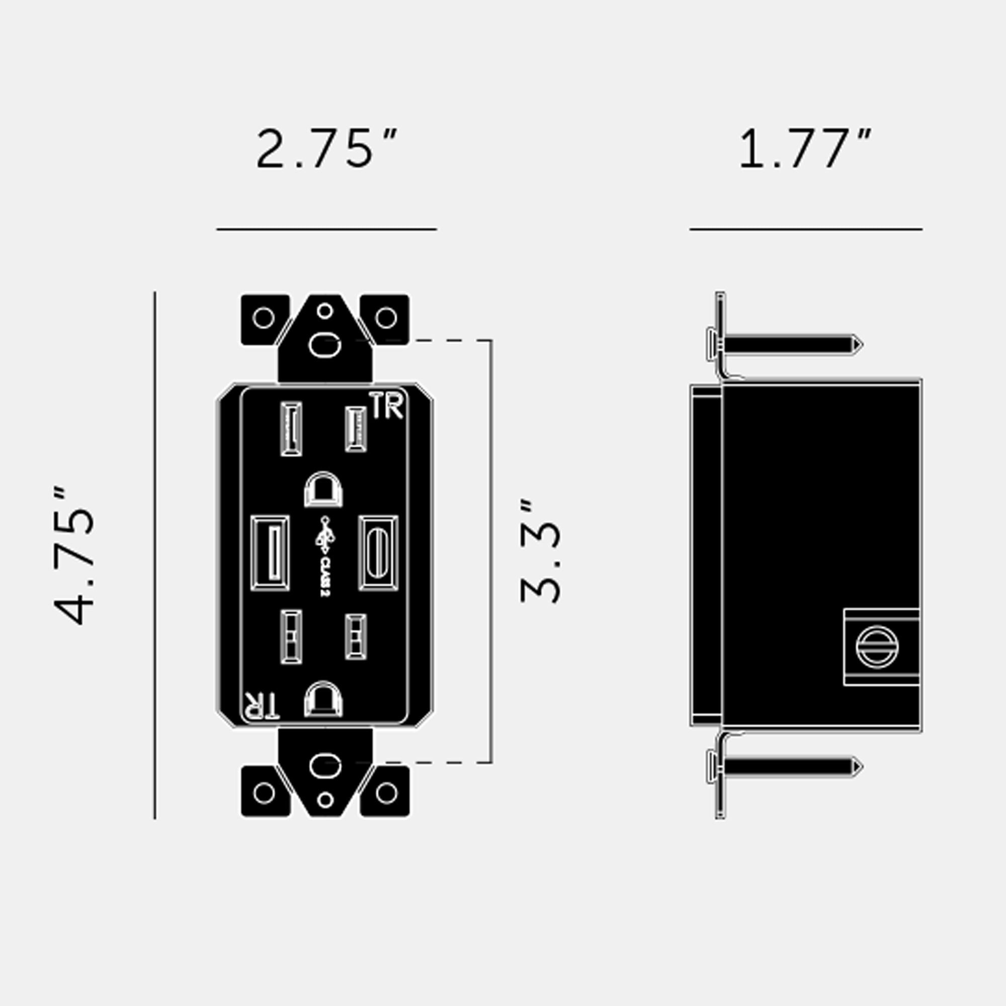 Specification Banner Duplex Outlet Module + 2 USB -A + C