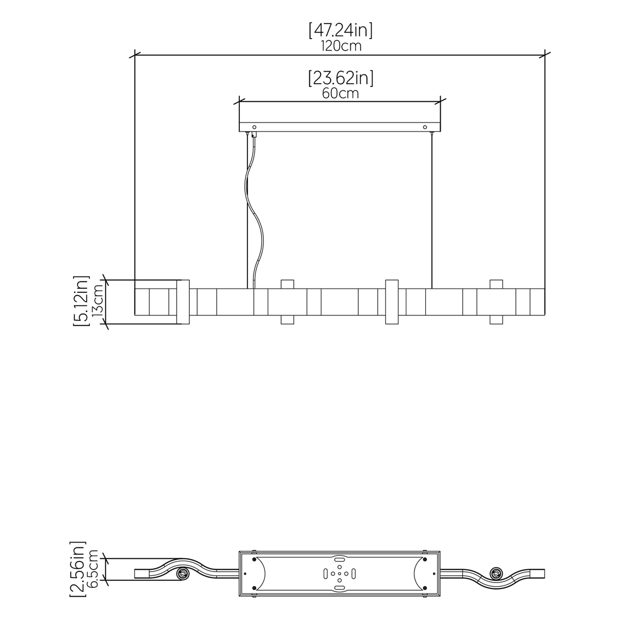 Specification Banner Flow Linear Pendant Light Small