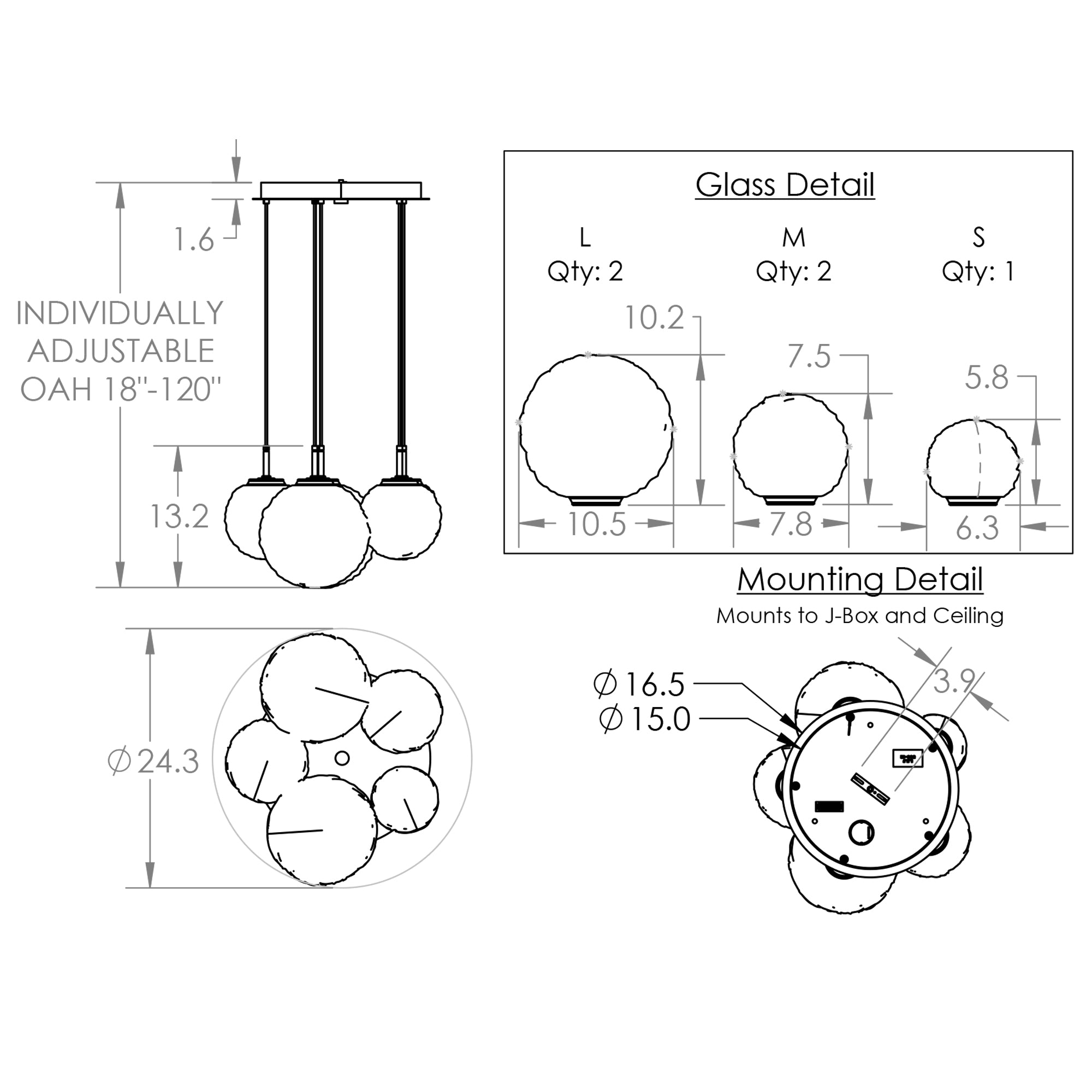 Specification Banner Gaia Round Pendant Chandelier 5 Lights