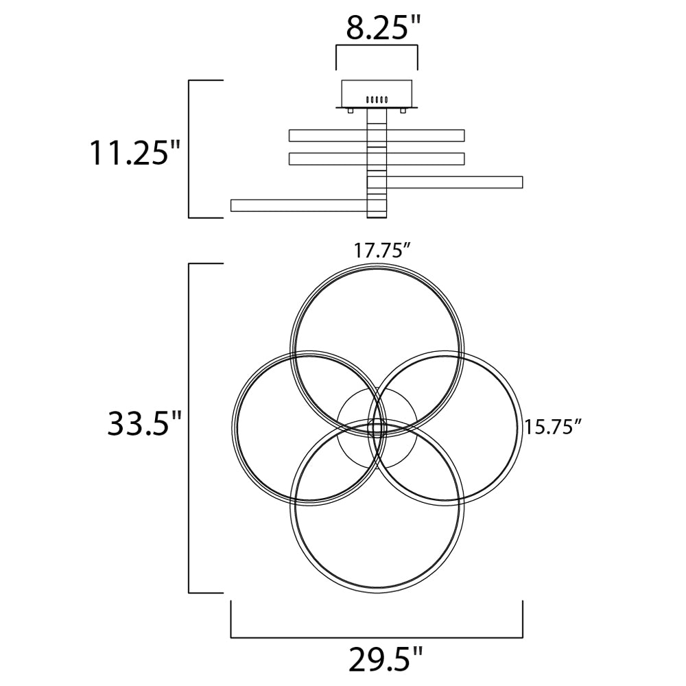Specification Banner Hoopla Semi Flush Mount 4 Lights