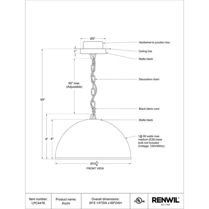 Specification Banner Kochi Pendant Light 