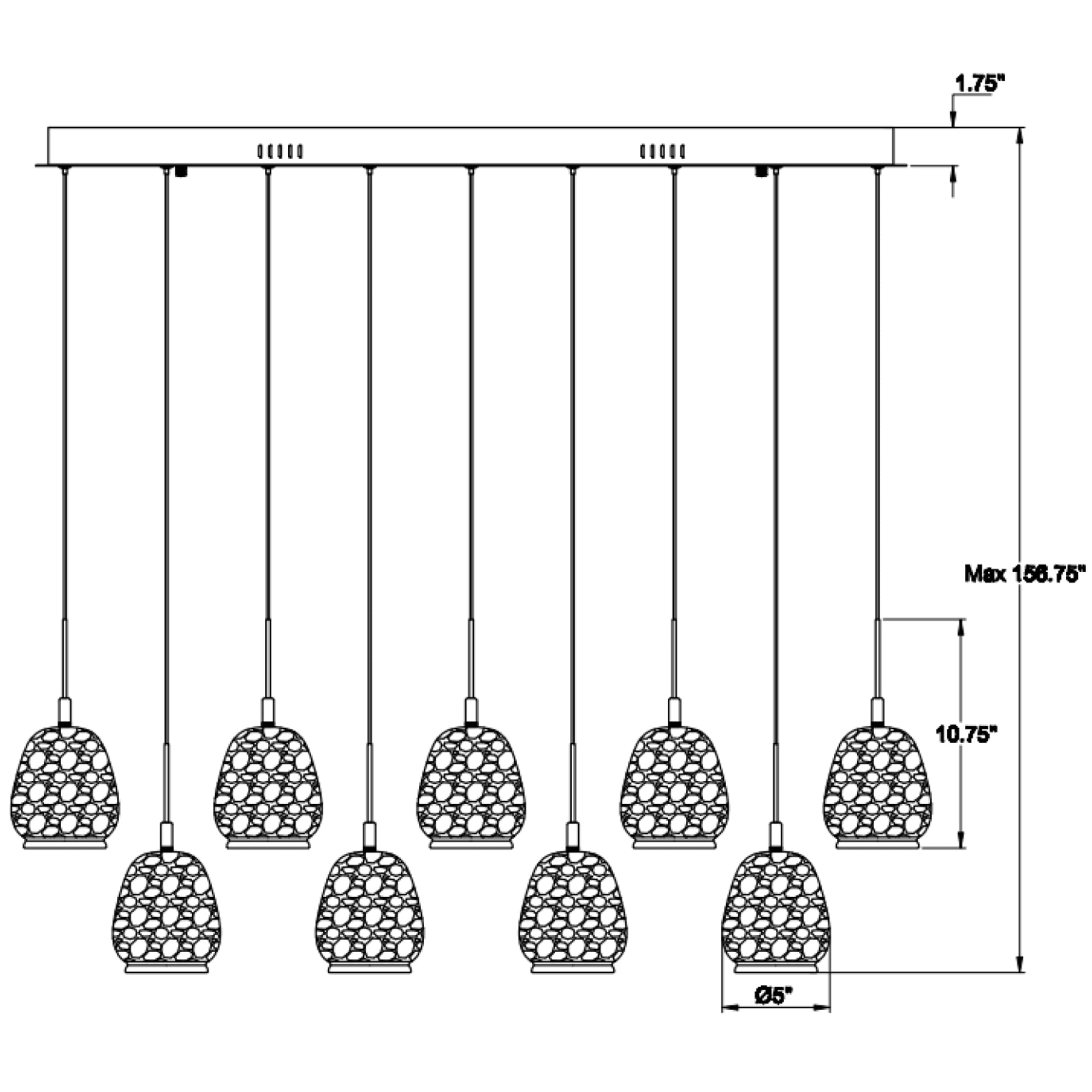 Specification Banner Lucidata Rectangular LED Chandelier - 14 Lights