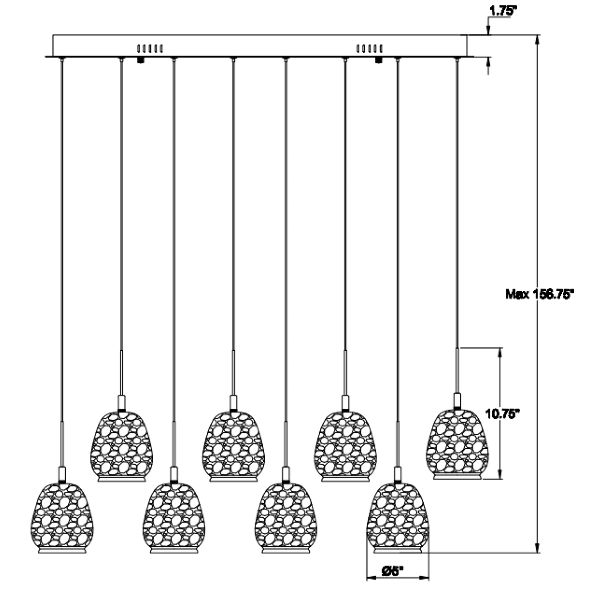 Specification Banner Lucidata Rectangular LED Chandelier - 8 Lights