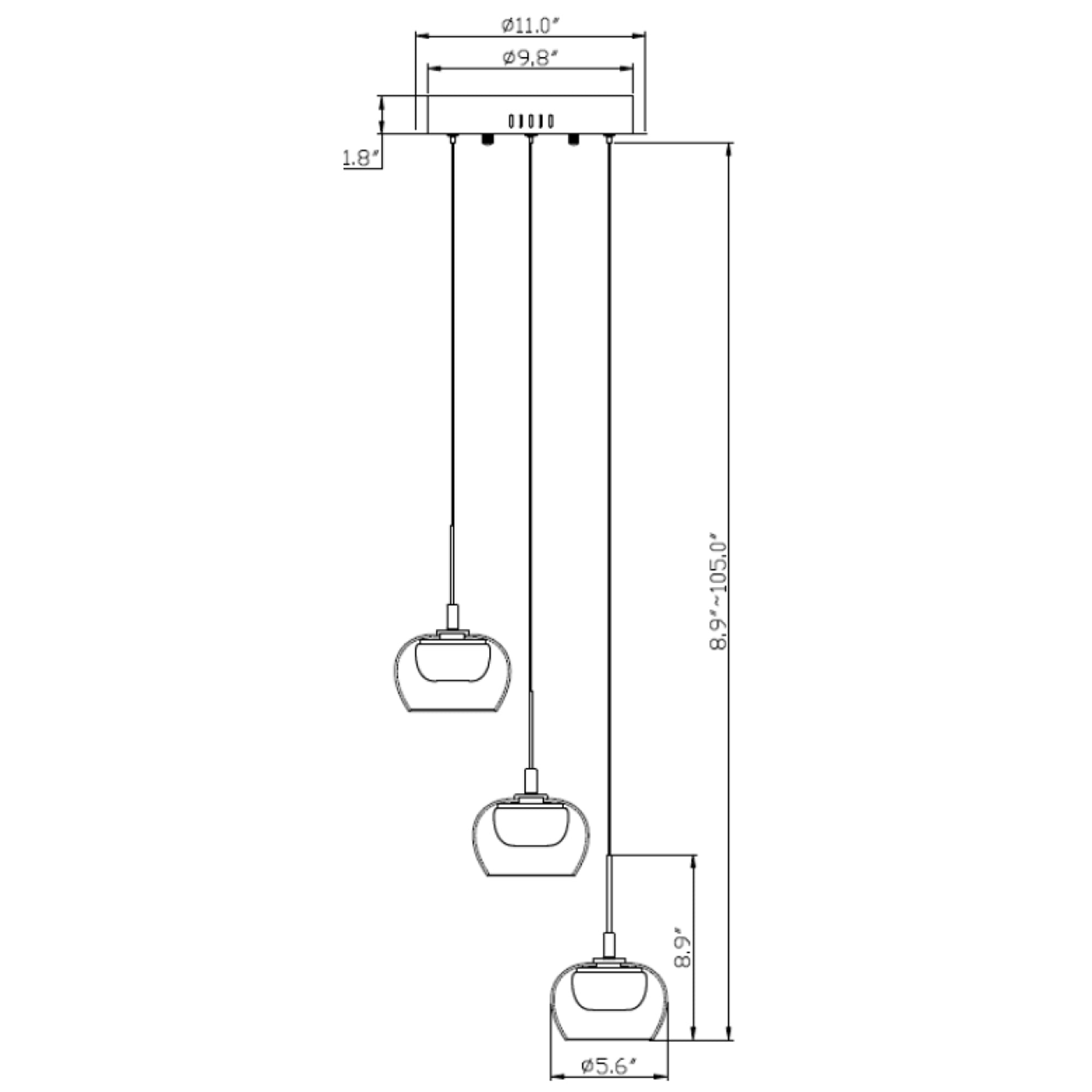 Specification Banner Manarola 3 Light Suspension