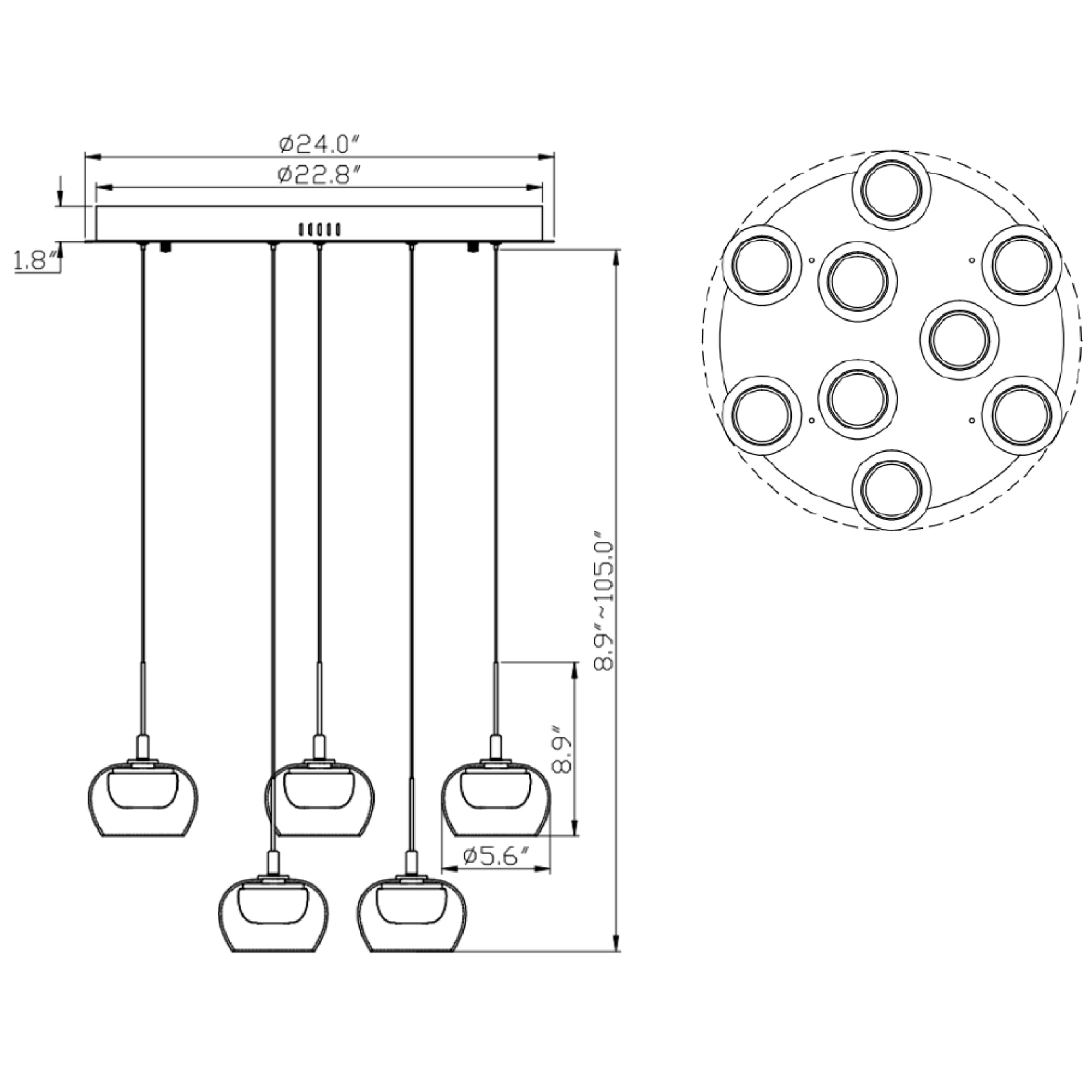 Specification Banner Manarola Chandelier 9 Lights