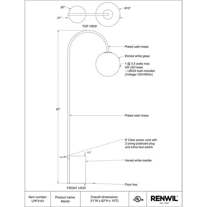 Specification Banner Merlot Floor Lamp