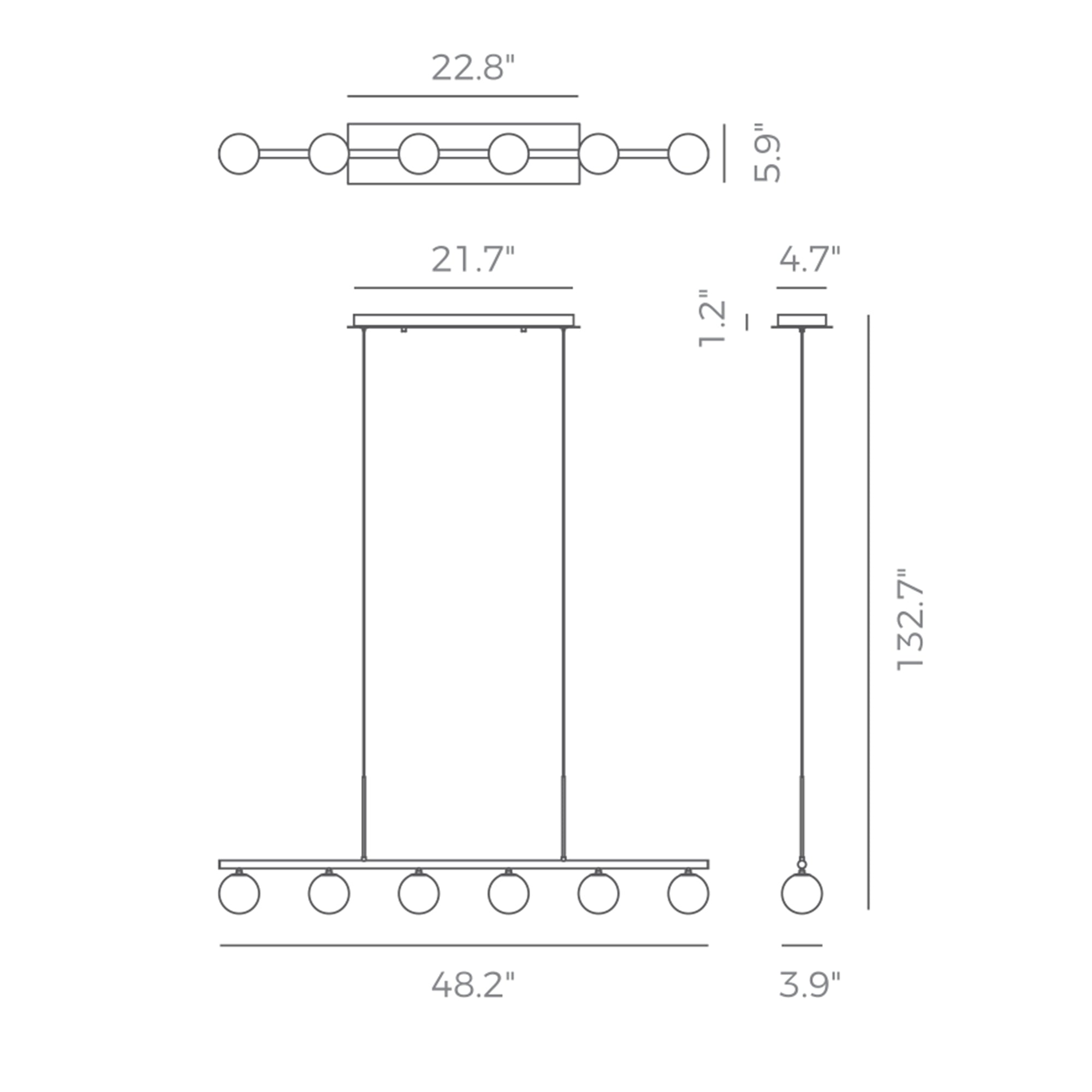 Specification Banner Pearl Linear Pendant Light