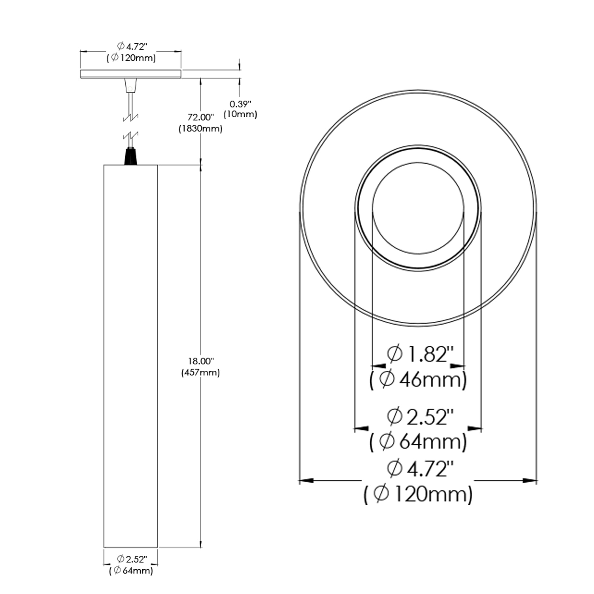 Specification Banner Whiskey Slim Cylinder Pendant Light Large