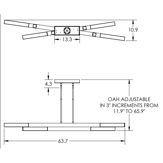 Axis Pivot Linear Chandelier: Large