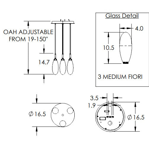 Fiori Multi-Light Pendant: 3 Light