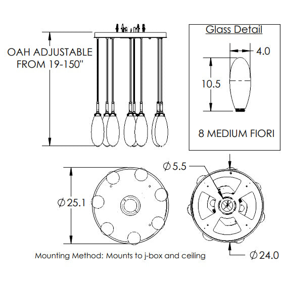 Fiori Multi-Light Pendant: 8 Light