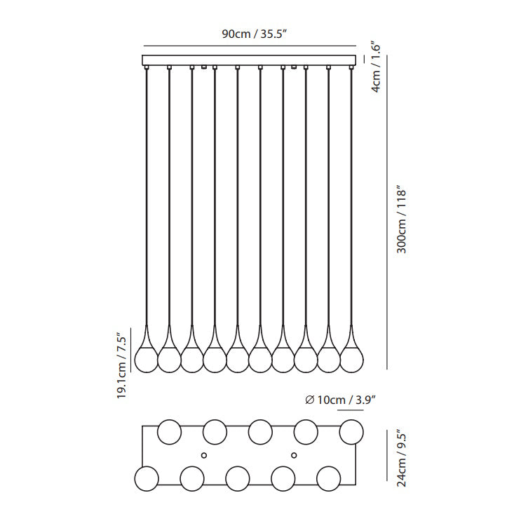 Paopao Linear Pendant: 10 Light