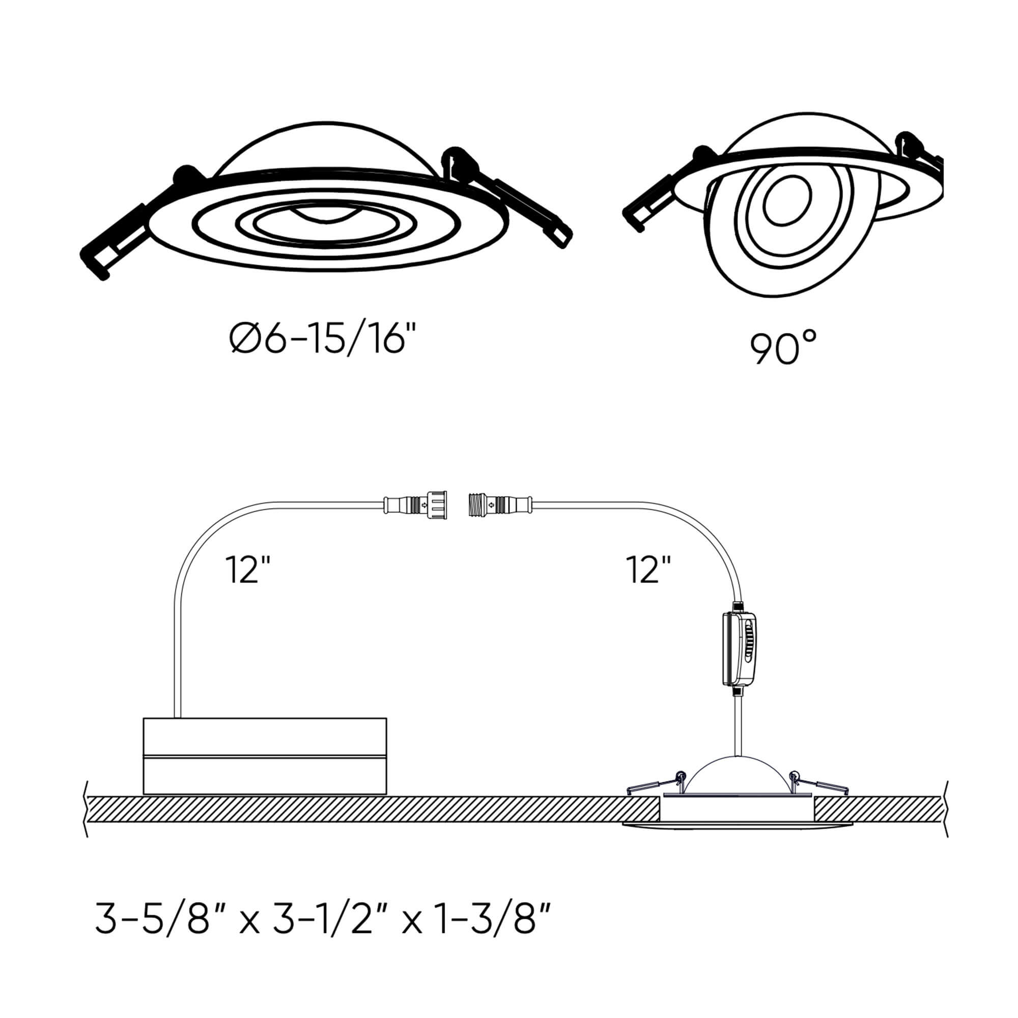 FGM 6” Flat Gimbal Recessed Light Specifications