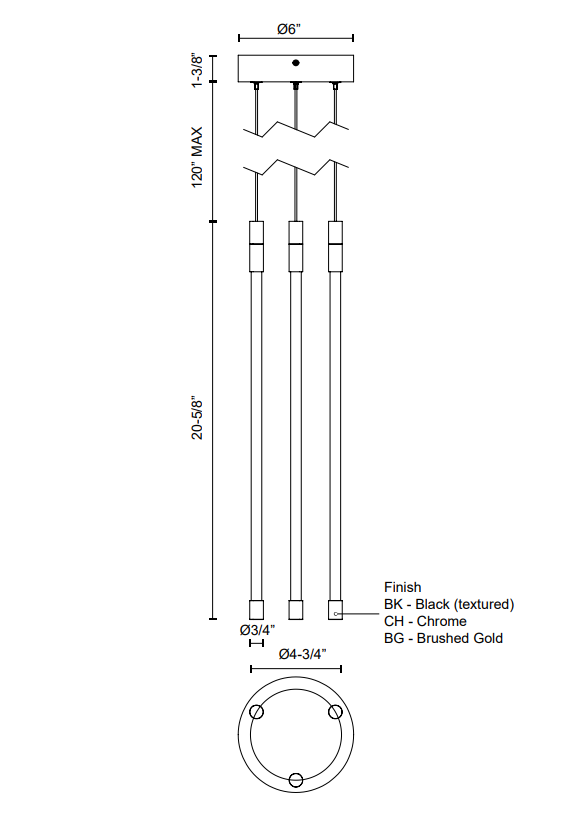 Motif LED Triple Pendant: Medium