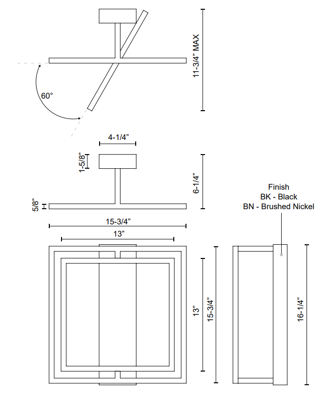 Mondrian LED Semi-Flush Mount: Medium