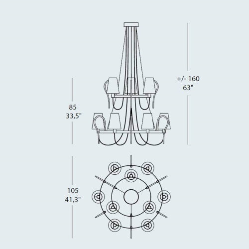 Rondo LA 6+3 Chandelier