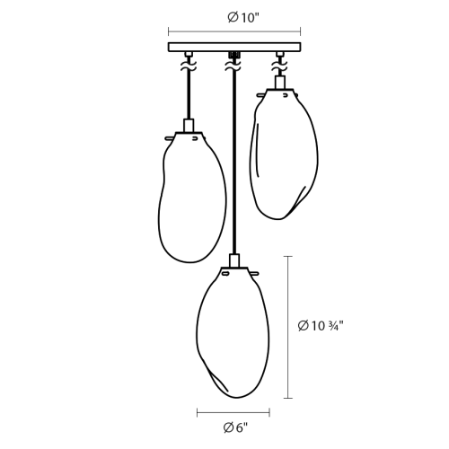 Liquid 3 Light Chandelier Small