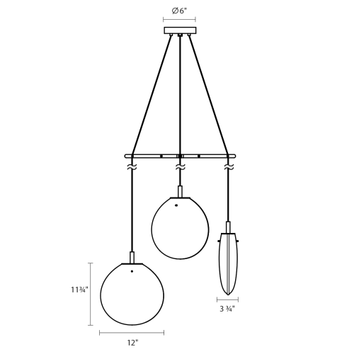 Cantina 3 Light Tri-Spreader LED Pendant Medium