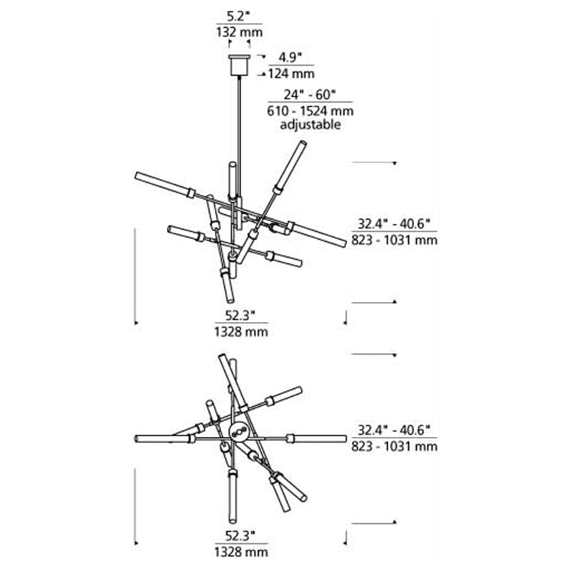 Linger 12-Light Abstract Chandelier Specifications