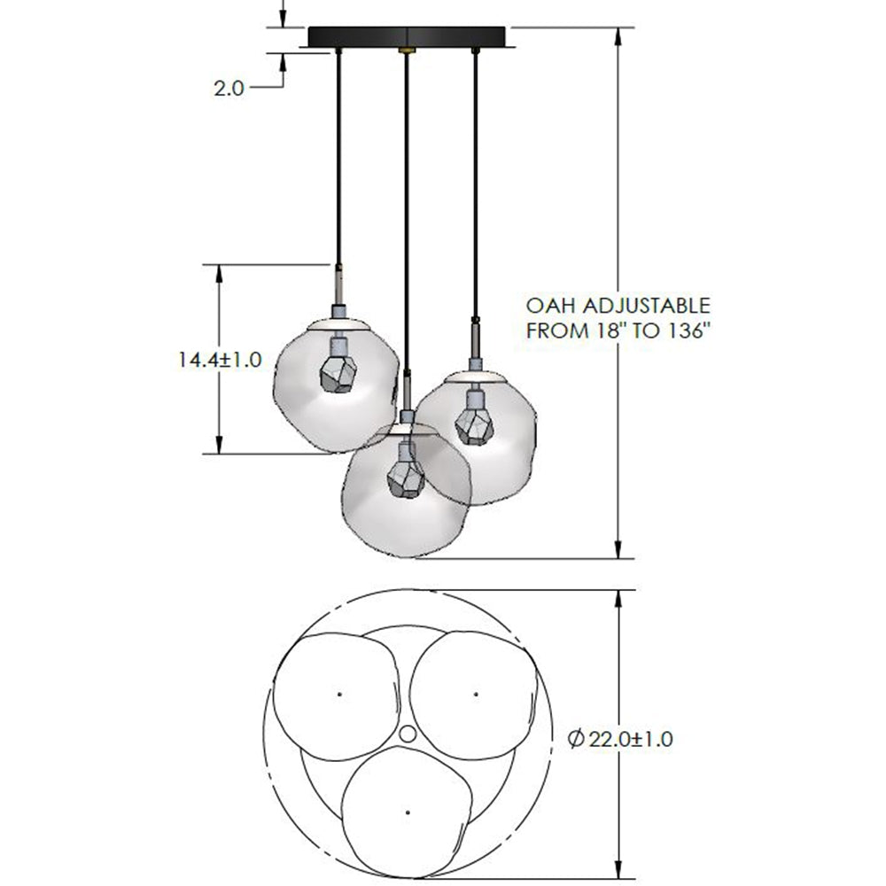 Aster 3 Light Pendant Specifications