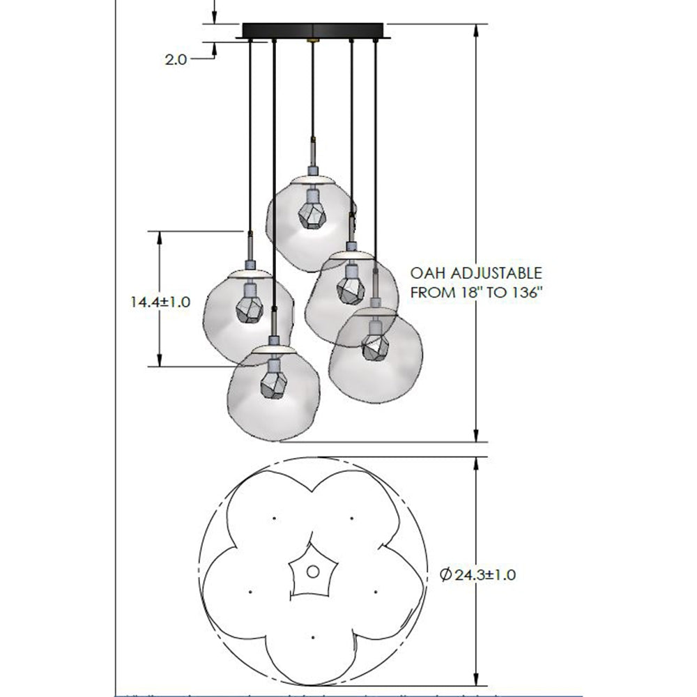 Aster 5 Light Pendant Specifications